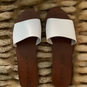 Sole Society NEVER WORN White and Brown Slide Sandals